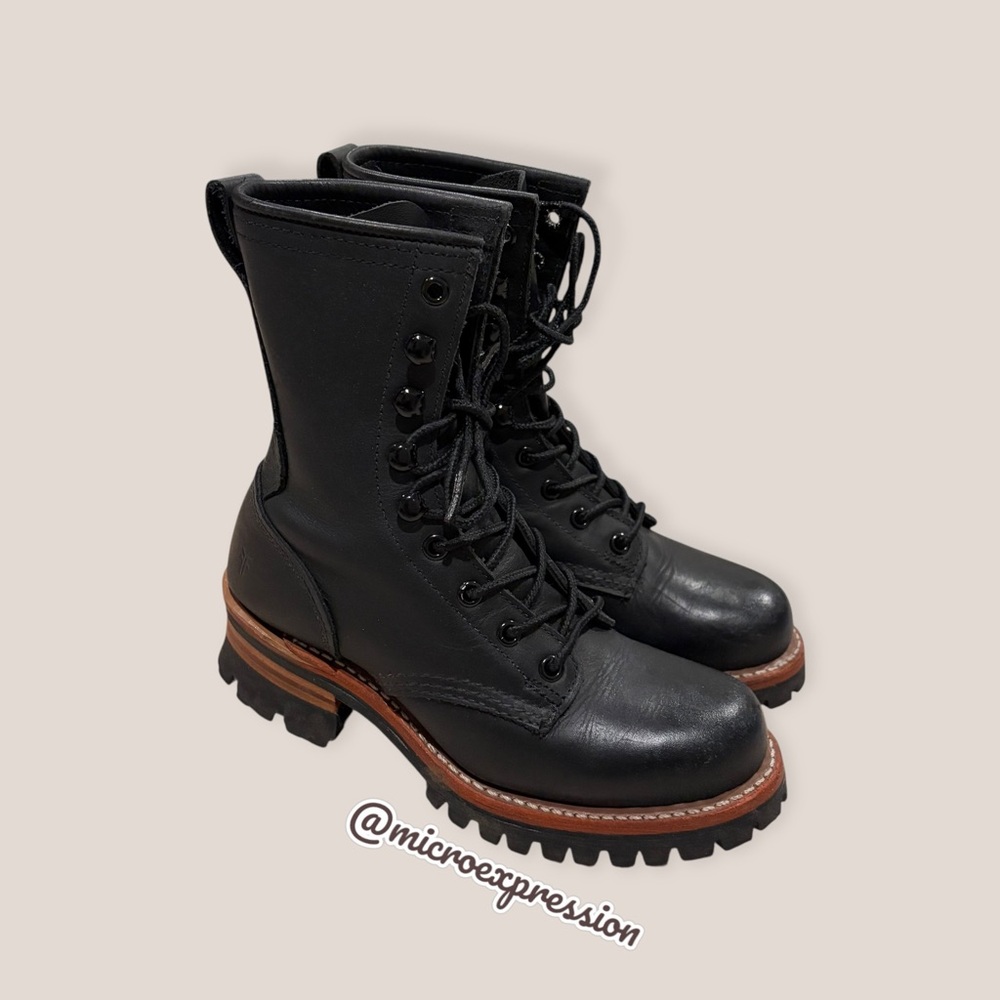 Frye Logger 8G Black Leather Vintage Combat Durable LaceUp Work/Hiking Moto Boot - Picture 9 of 14